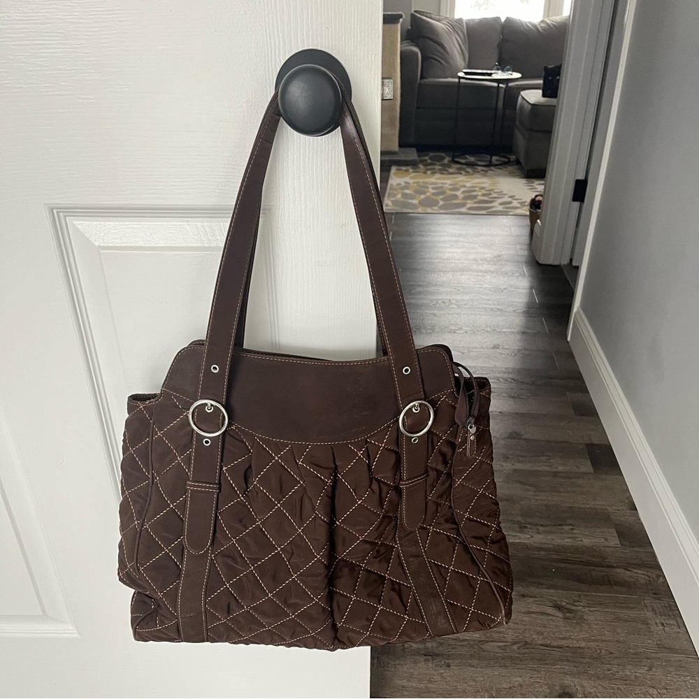 Vera Bradley quilted tote in chocolate. Beautiful lining! - Picture 2 of 5